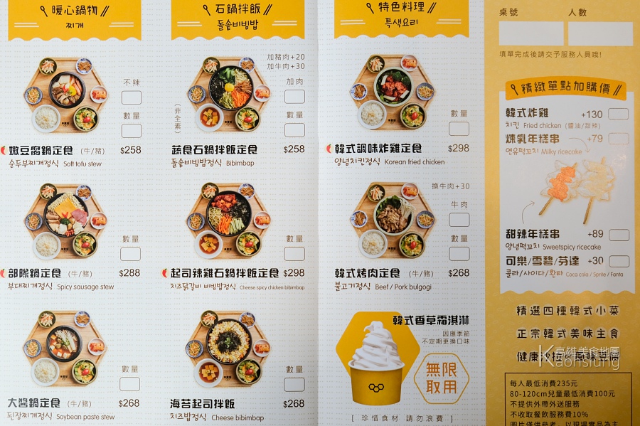 【高雄。左營】米豐屋｜300元有找3大類8主餐X霜淇淋無限吃 韓式個人定食正流行
