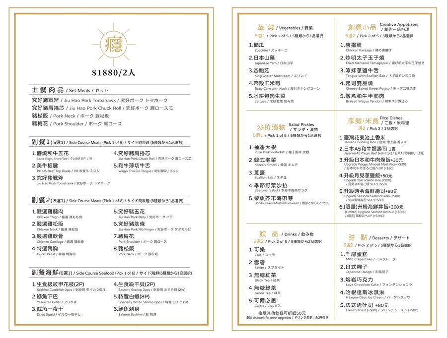 癮燒精肉酒舖 2026.01菜單